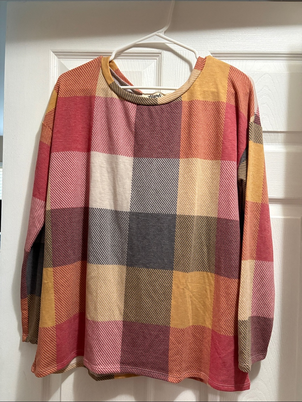 Haptics plaid check fall colors long sleeve top New with size tags